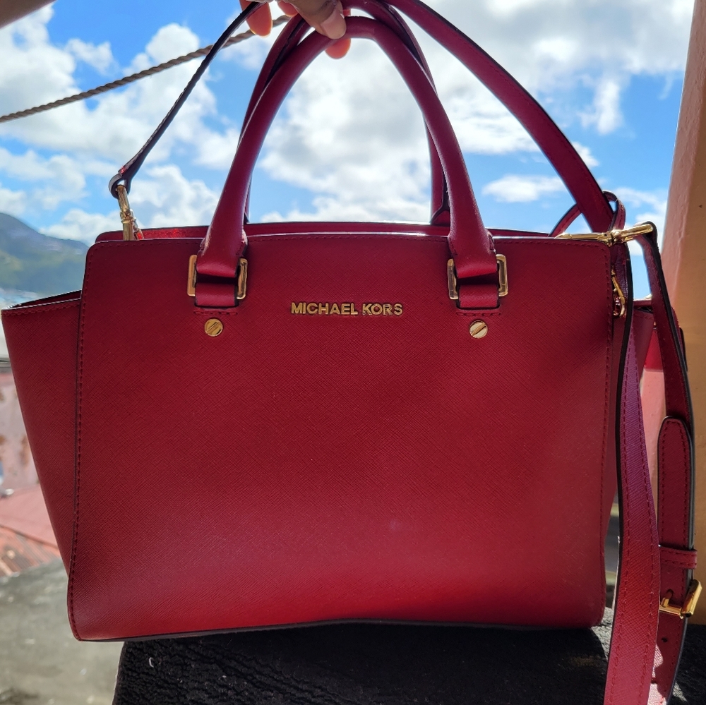 Michael Kors- Mid Size Red Hand Bag w/ Shoulder Strap